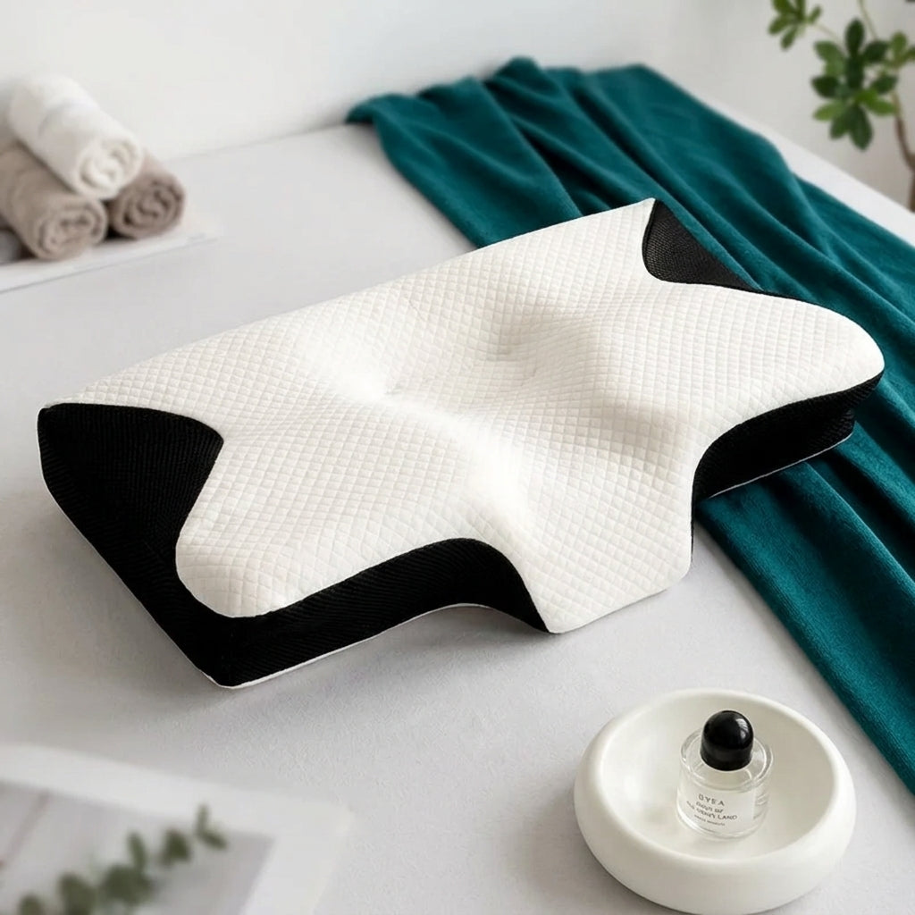 Ergonomic memory foam cervical contour pillow