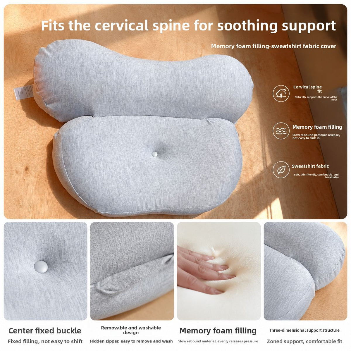 Ergonomic Cervical Pillow Memory Foam Neck Support for Pain Relief